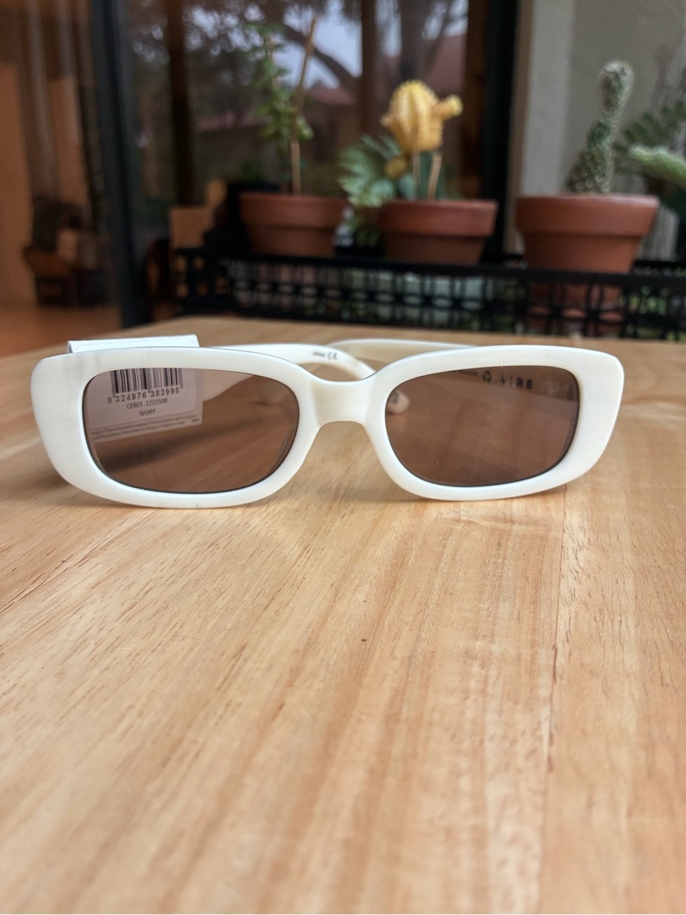 NWT AIRE Ceres Ivory Slim Oval Sunglasses - Picture 10 of 13